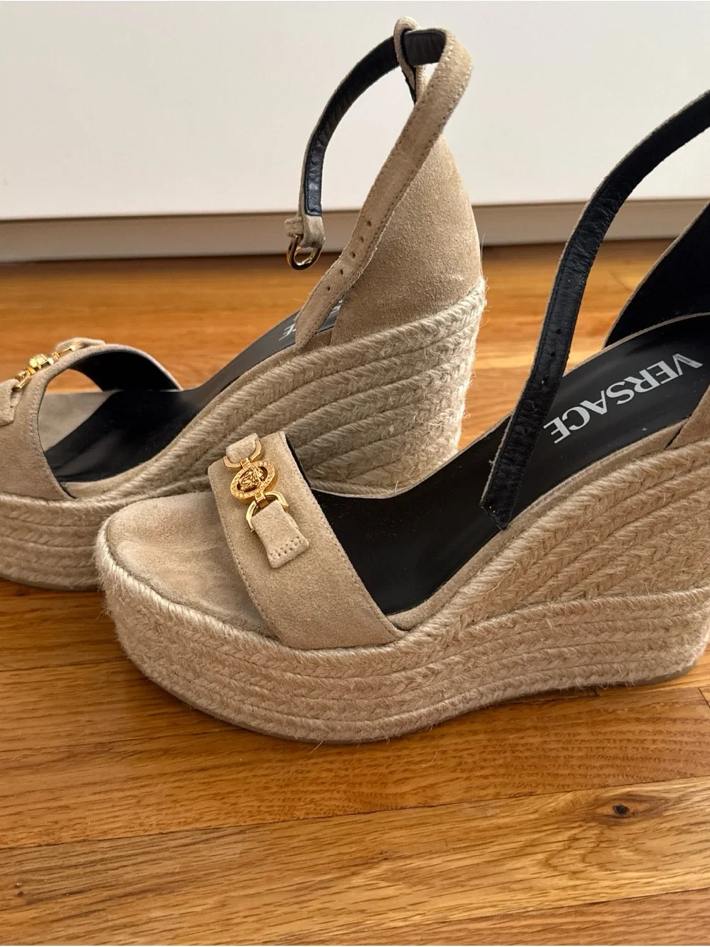 Versace beige suede